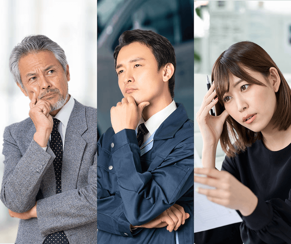3人の男女がそれぞれ悩んでいます